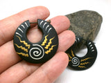 Hand Painted Wooden Hoop Earrings - Boho Hippie Women's Jewelry