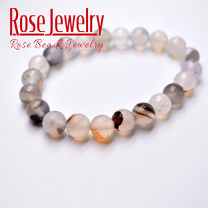 Agates Bracelets 8mm Natural Stone Flowers Beads