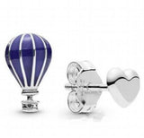 925 Silver Air Balloon & Heart Stud Earrings Wedding Gift