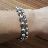 5pcs Stainless Steel Beaded Chain Ball Bracelet Bangle 6mm/8mm