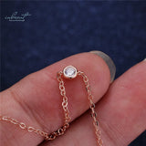 18K Rose Plated 0.1 Round D Moissanite Bubble Bracelet Chain