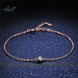 18K Rose Plated 0.1 Round D Moissanite Bubble Bracelet Chain