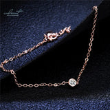18K Rose Plated 0.1 Round D Moissanite Bubble Bracelet Chain