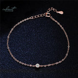 18K Rose Plated 0.1 Round D Moissanite Bubble Bracelet Chain