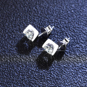 Heart Moissanite Stud Earrings, D Moissanite, Diamond Test Pass