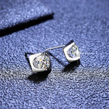 Heart Moissanite Stud Earrings, D Moissanite, Diamond Test Pass