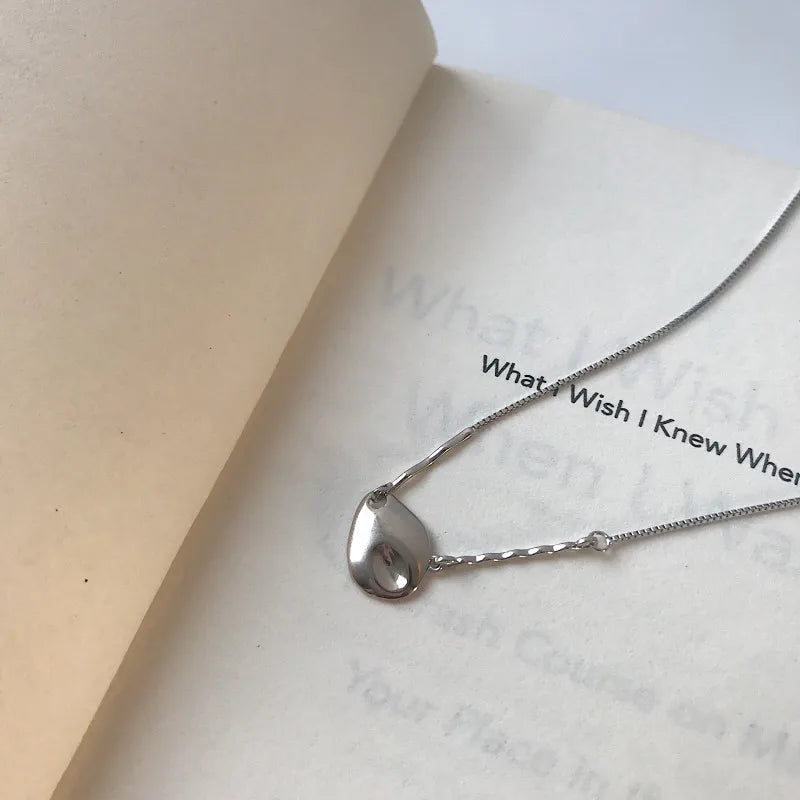 925 Sterling Silver Irregular Geometric Meteorite Choker Necklace Pendant