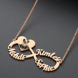 Infinity Heart Necklace with Engraved Photo Nameplate
