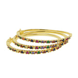 Rainbow CZ Open Cuff Bracelet - Colorful CZ Jewelry