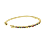 Rainbow CZ Open Cuff Bracelet - Colorful CZ Jewelry
