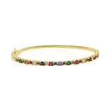 Rainbow CZ Open Cuff Bracelet - Colorful CZ Jewelry