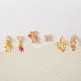 Copper Plated Pink Heart Bear Earrings Set