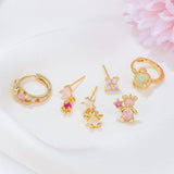 Copper Plated Pink Heart Bear Earrings Set
