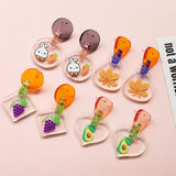 Acrylic Fruit Rabbit Ladybug Earrings DIY Jewelry