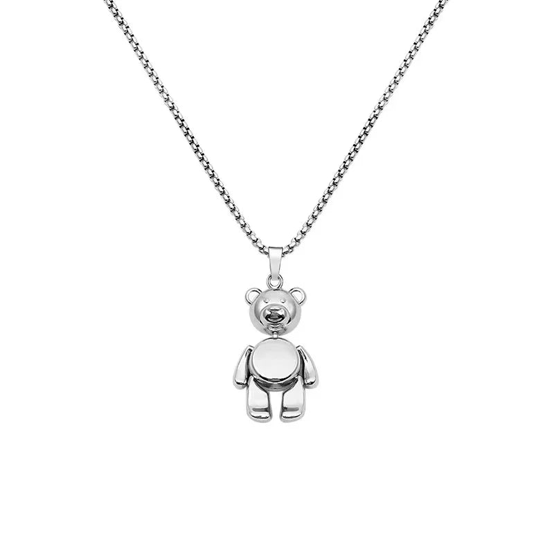 Vintage Metal Mini Robot Pendant Necklace Hip Hop Necklace