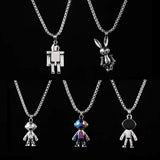 Vintage Metal Mini Robot Pendant Necklace Hip Hop Necklace