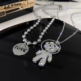 Vintage Metal Mini Robot Pendant Necklace Hip Hop Necklace
