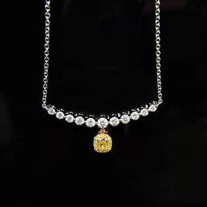 Yellow Zircon Collarbone Chain Necklace for Women