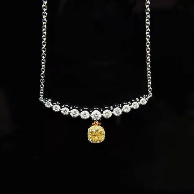 Yellow Zircon Collarbone Chain Necklace for Women