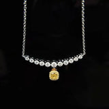 Yellow Zircon Collarbone Chain Necklace for Women