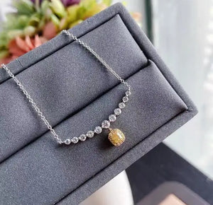 Yellow Zircon Collarbone Chain Necklace for Women