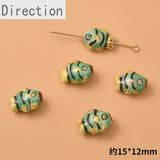 Hand-Painted Yellow Fish Ceramic Beads DIY Jewelry Material