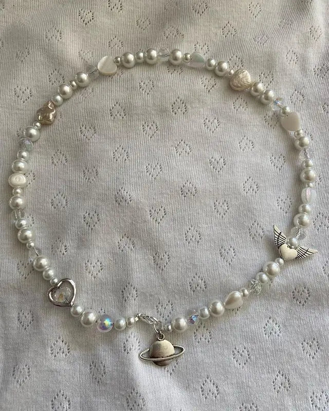 Y2K Glass Bead Choker Necklace