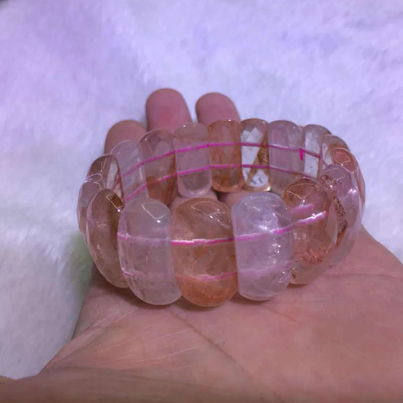 Iron Crystal Quartz Stone Beads Bracelet DIY Jewelry Bangle