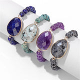 Stone Charm Bracelet - Amethysts Lapis Labradorite Howlite Jewelry