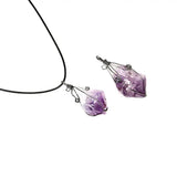 Rough Wire Wrapped Necklace Natural Reiki Healing Crystal Quartz Stone Pendant