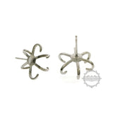 Irregular Stone Prong Claw Settings Earrings 925 Sterling Silver DIY Studs