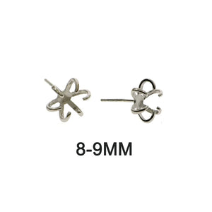 Irregular Stone Prong Claw Settings Earrings 925 Sterling Silver DIY Studs