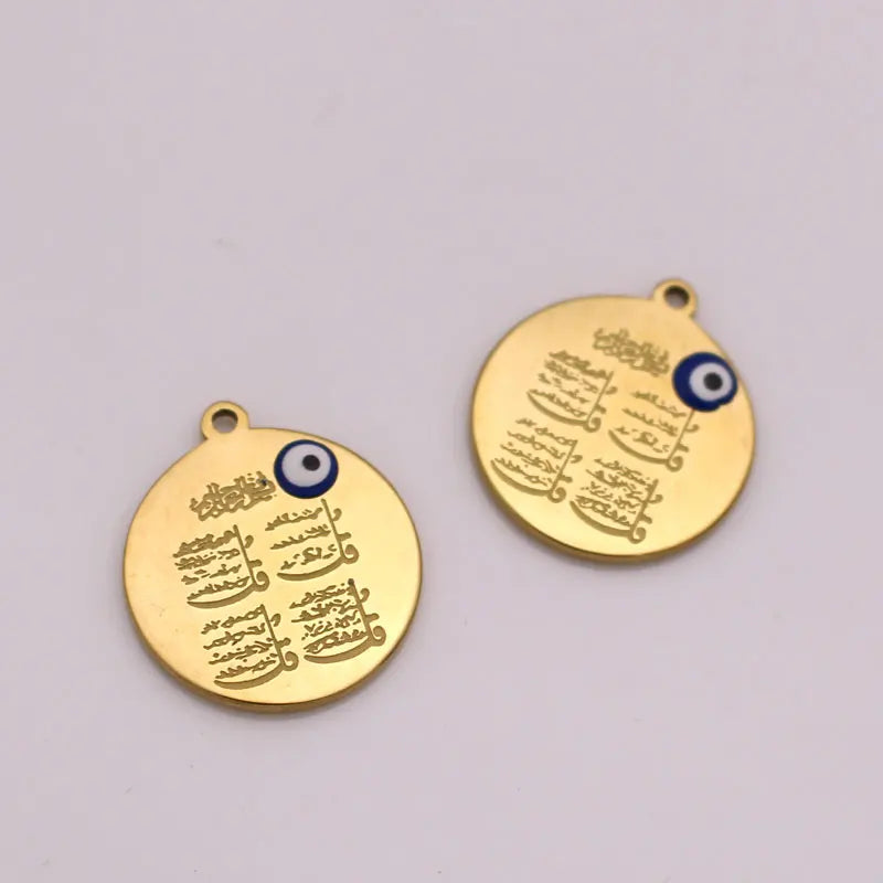 Islam Quran 4 Qul Suras Stainless Steel Pendant Muslim Charm 2 Pcs/Lot