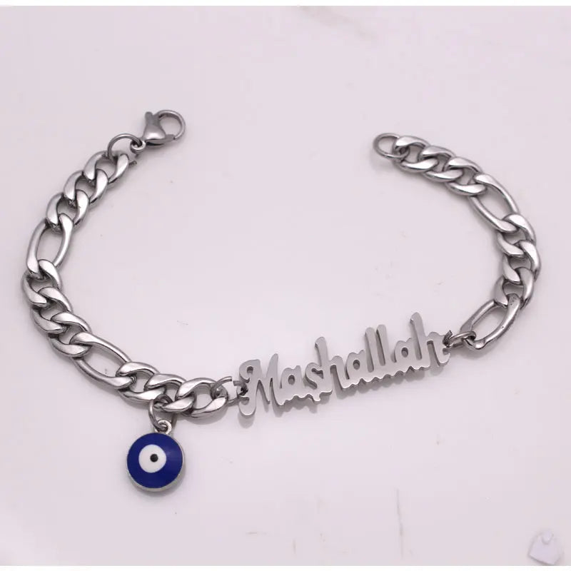Muslim Evil Eye Stainless Steel Bracelet - Mashallah Turkey Islam