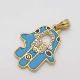 Islamic Hamsa Hand Evil Eye Crystal Pendant Necklace