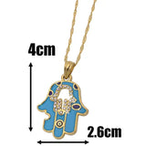 Islamic Hamsa Hand Evil Eye Crystal Pendant Necklace