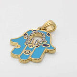 Islamic Hamsa Hand Evil Eye Crystal Pendant Necklace