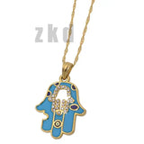 Islamic Hamsa Hand Evil Eye Crystal Pendant Necklace