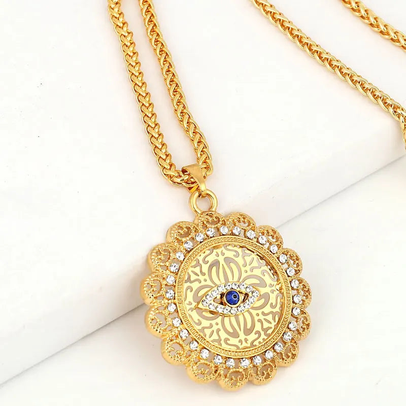 Islamic Evil Eye Crystal Pendant Necklace Drop Accepted