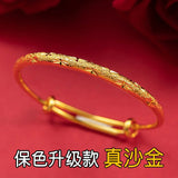New 24k Bangle Bracelet Women's Jewelry Girlfriend Pure 18k 999