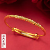New 24k Bangle Bracelet Women's Jewelry Girlfriend Pure 18k 999
