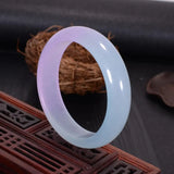Emerald Flower Bangle Bracelet Natural Jade Violet Ladies Jewelry