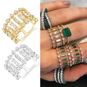 Janekelly Charm Bridal Wedding Rings Sterling Crystal Dubai Jewelry