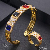 Cubic Zircon Bangle Cuff & Ring Set, Saudi Arabia Wedding Jewelry