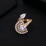 Silver Peacock Open Tail Rings Crystal Zircon Finger Rings Women Wedding Jewelry