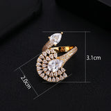 Silver Peacock Open Tail Rings Crystal Zircon Finger Rings Women Wedding Jewelry