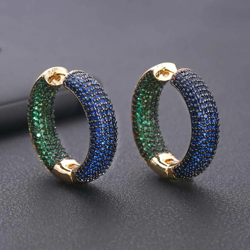 CZ Round Hoop Earrings for Women Crystal CZ Party Jewelry