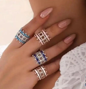Zirconia Stones Link Chain Rings Women Engagement Jewelry