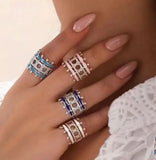 Zirconia Stones Link Chain Rings Women Engagement Jewelry