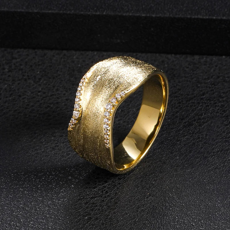 Zirconia Stones Link Chain Bold Rings Women Jewelry